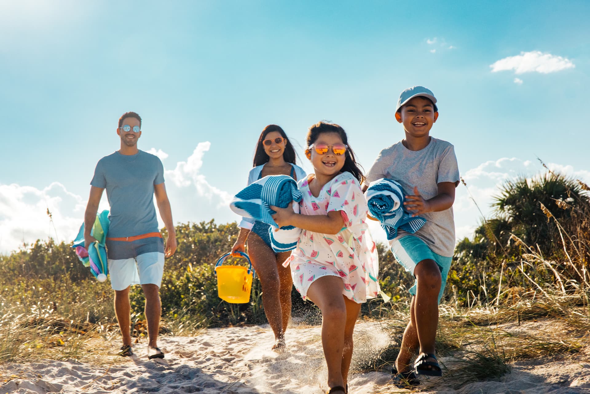 family at the beach in Fort Pierce, Florida